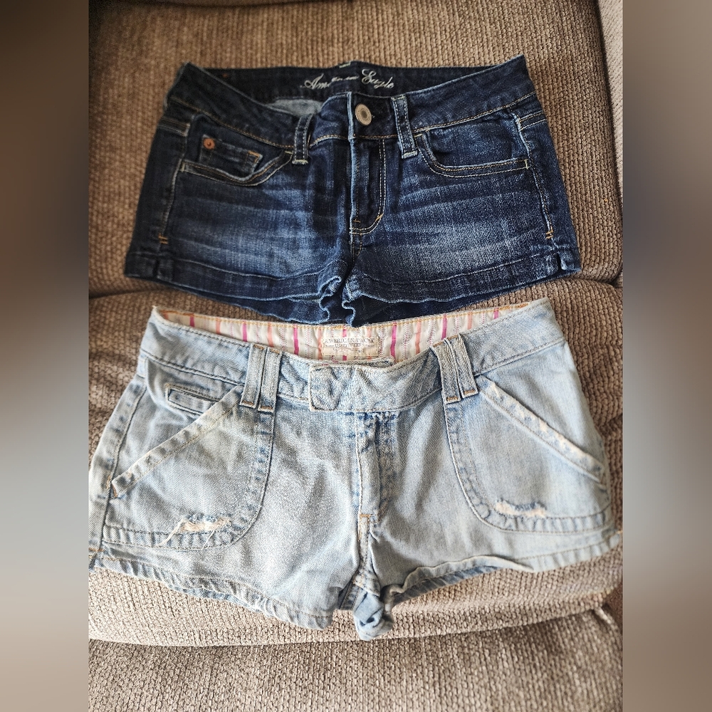 Stylish Denim Shorts Set - Blue and Light Blue